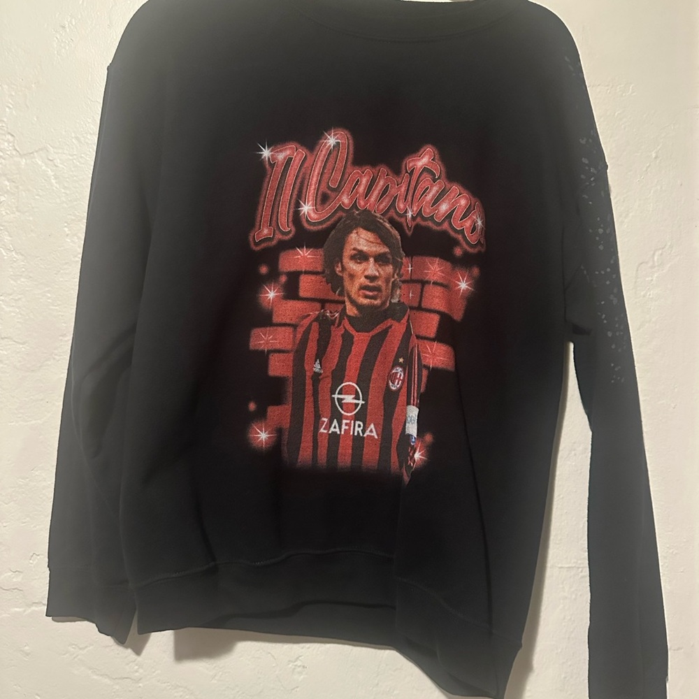 Black Graphic Crewneck Sweater